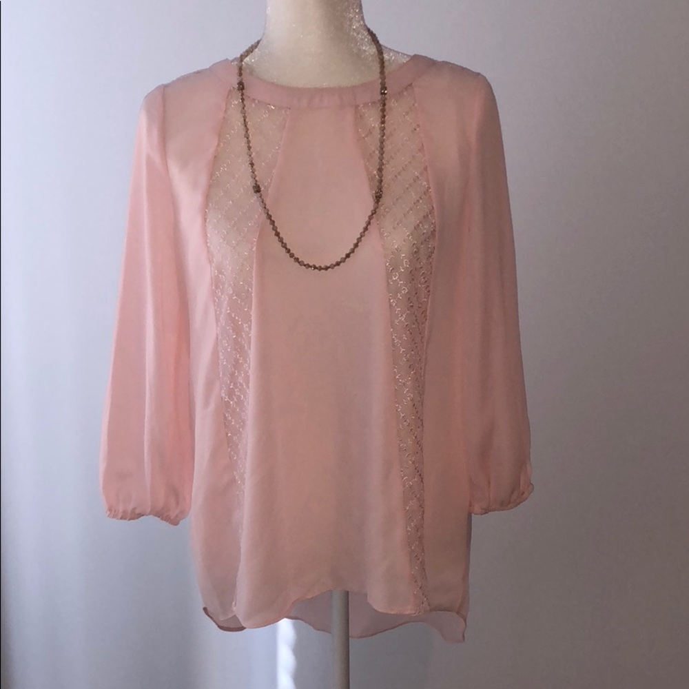 Baby pink, sheer, hi-low, blouse. NWOT